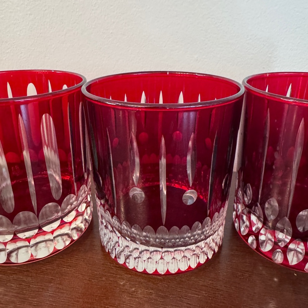 Set of 4 William Sonoma Garnet Old Fashioned Glasses - Picture 4 of 7